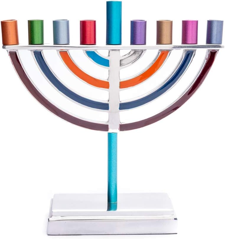 Yair Emanuel Hanukkah Menorah Classic Style Colored Branches (Multi Color, Small)