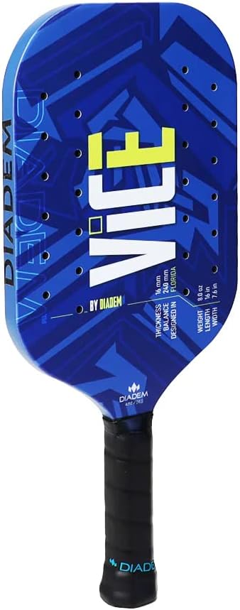Diadem VICE Pickleball Concept Paddle | EVA Foam Core, RP2 Grit Coating, Edgeless Core Molding System Performance, High Grade Carbon Fiber | Spin, Control and Power | Indoor/Outdoor