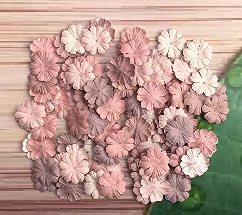100 Pcs Patch Gardenia Flowers 30X30Mm Mulberry Paper Flowers Scrapbooking Wedding Diy Craft Supplies Card Mini Paper Flowers (Pink Pastels Tone) #TOP3
