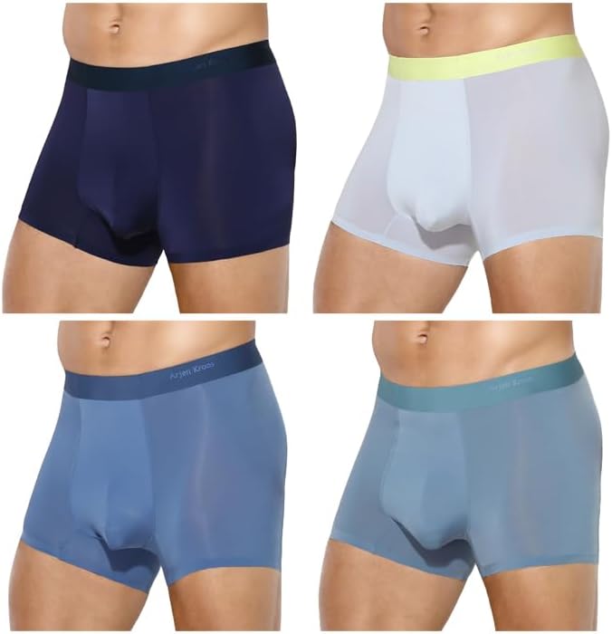 Arjen Kroos Men's Trunks Underwear 4 Pack Seamless Silk Boxer Briefs - Image 2