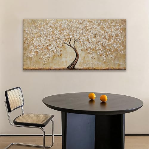 Image of TAIJXAGSG Botanical Wall Art Gold Tree Flower Abstract Wall Decor Modern Canvas Art Wall Decor Print Abstract Paintings Pictures For Bedroom Bathroom Office Home Artwork Can Be Hung Directly 20 inchX 40 inch