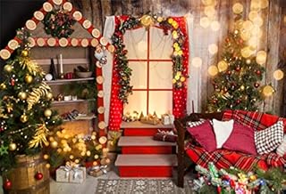 CSFOTO 10x7ft Background for Dreamy Christmas Decoration Inside Photography Backdrop Warm Cosy Style Christmas Tree Bokeh Halos Xmas New Year Home Celebration Photo Studio Props Vinyl Wallpaper