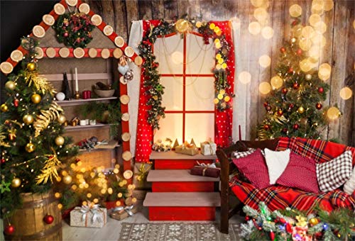 CSFOTO 10x7ft Background for Dreamy Christmas Decoration Inside Photography Backdrop Warm Cosy Style Christmas Tree Bokeh Halos Xmas New Year Home Celebration Photo Studio Props Vinyl Wallpaper