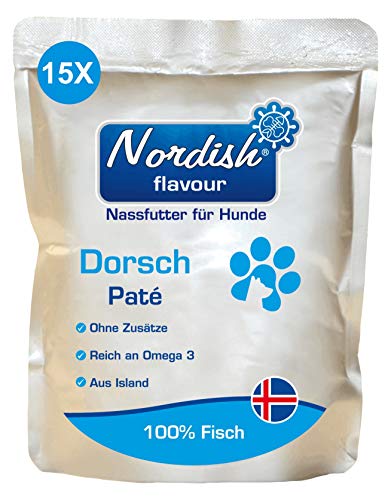 Nordish flavour Dorsch Nassfutter für Hunde aus 100% isländischem Fisch | Getreidefrei, Zuckerfrei | Dorsch 15x300g Cover