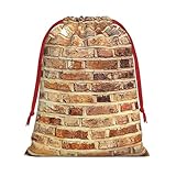 ZWLPNZZD Industrial Brick Wall Background Size Large Gift Bag, Industrial Brick Wall Background Printed Drawstring Candy Bag With Card Candy for Christmas Halloween New Year Holidays Birthday Party