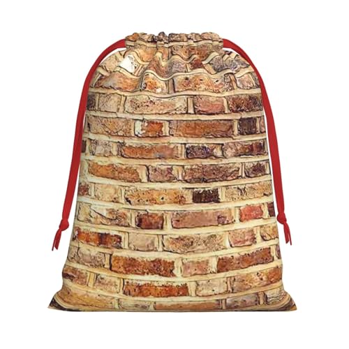 ZWLPNZZD Industrial Brick Wall Background Size Large Gift Bag, Industrial Brick Wall Background Printed Drawstring Candy Bag With Card Candy for Christmas Halloween New Year Holidays Birthday Party