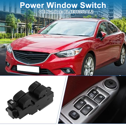 A ABSOPRO 1 AUTO Power Window Switch No.BL4E66350AL2 12+4pin Front Left Driver Side Window Control Switch for Mazda 6 2003-2012 Black by A ABSOPRO - Image 2