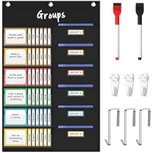 KIKIGOAL Small Group Management Pocket Chart with 96 Cards, Classroom Jobs Chart Small Group Organizer and on Task for Elementary Middle High School Classroom Teacher Office Goal Supplies