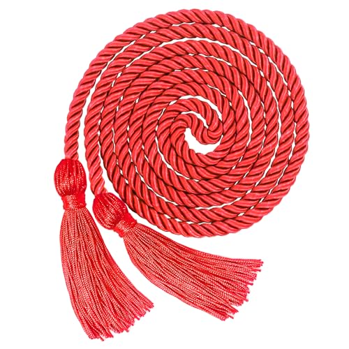 Red Graduation Honor Cord - 67 Inch Red Yarn Honor Cords with Tassel for Gown Grad Decoration - Braided Gown Accessory for College Graduates Doctor Grad Ceremony