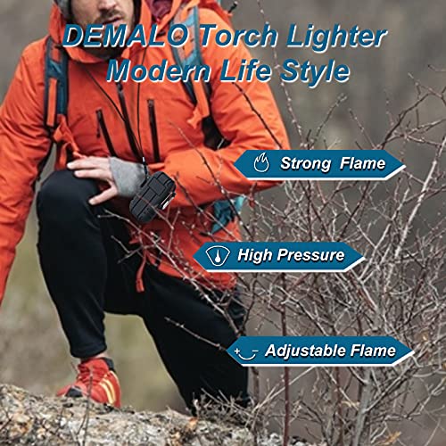 Torch Lighter Butane Lighter Waterproof Windproof Lighter Mens Gifts Lighter For Candle Camping Family Use (Without Butane) (Black) #TOP5