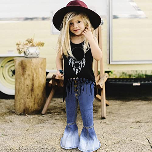 Toddler Girls Bell Bottom Jeans Kids Elastic Waist Gradient Color Denim Pants Pull On Flared Jeans3