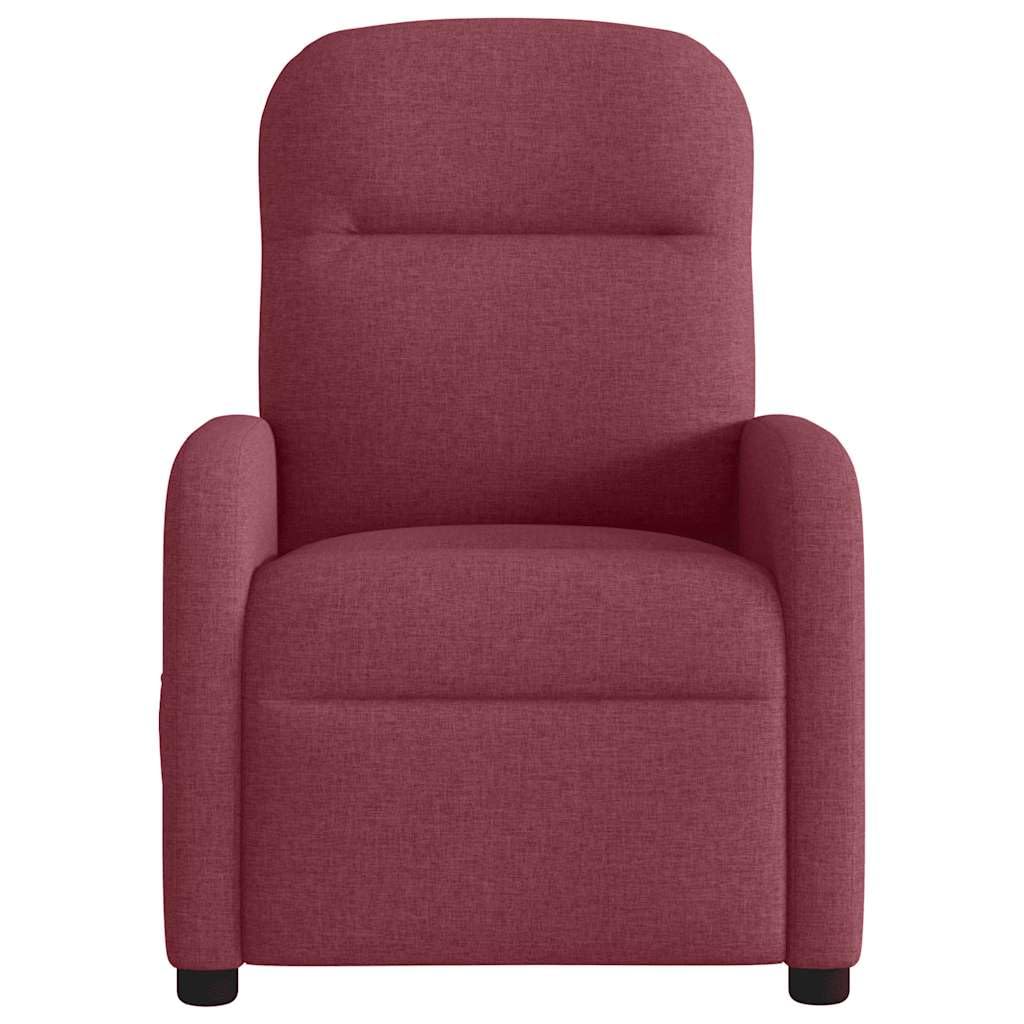 Fauteuil Inclinable Manuel Salon, Fauteuil de Relaxation en Tissu avec Repose-Pieds Réglable et Poche Latérale, Chaise Inclinable Confortable pour Bureau et Chambre, Rouge Bordeaux