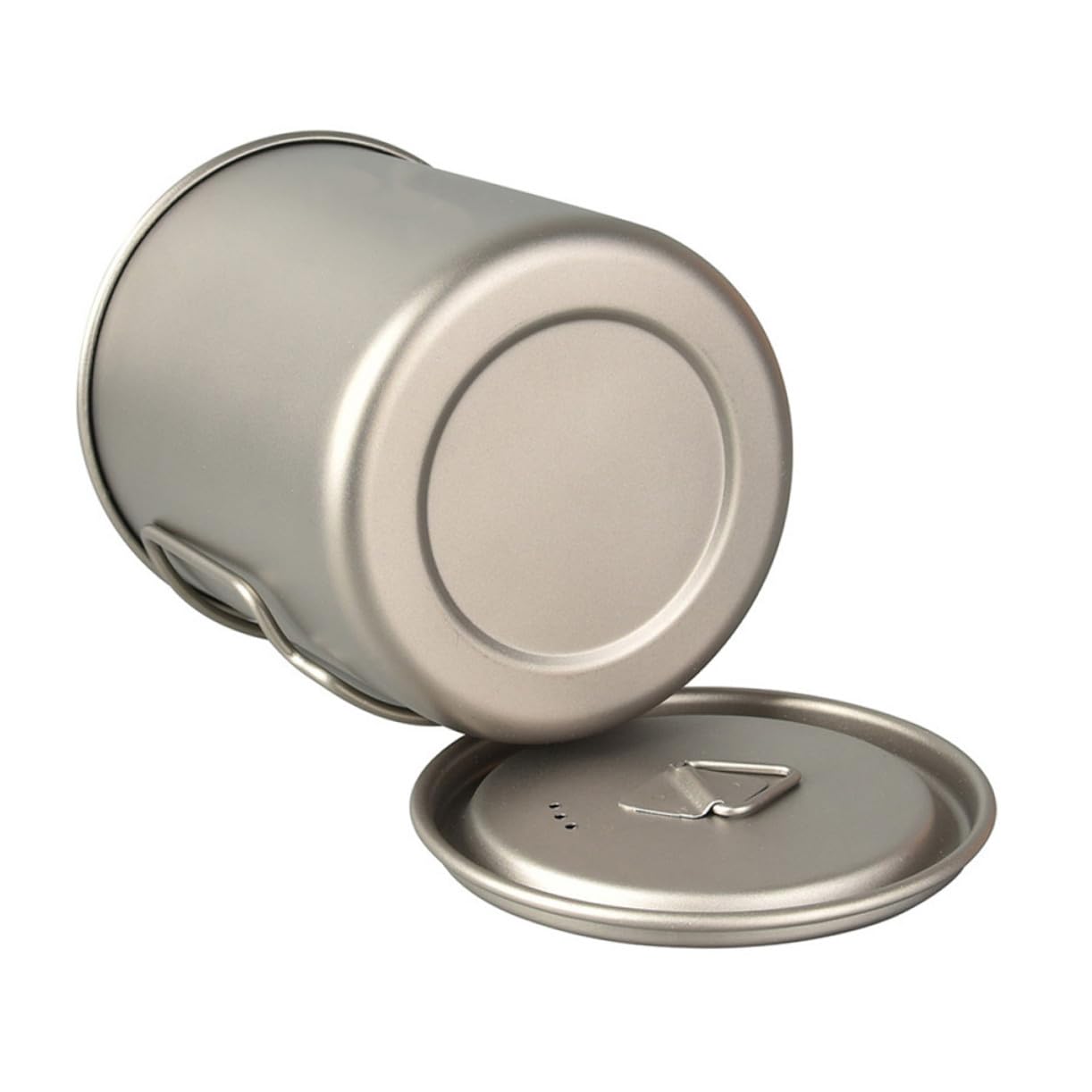 YARNOW Bicchiere Pieghevole in Titanio 750ml con Manico, Argento | Coperchio Incluso, per Escursioni e Viaggio, 750ml, Uso come Tazza per Caffè e Pentolino