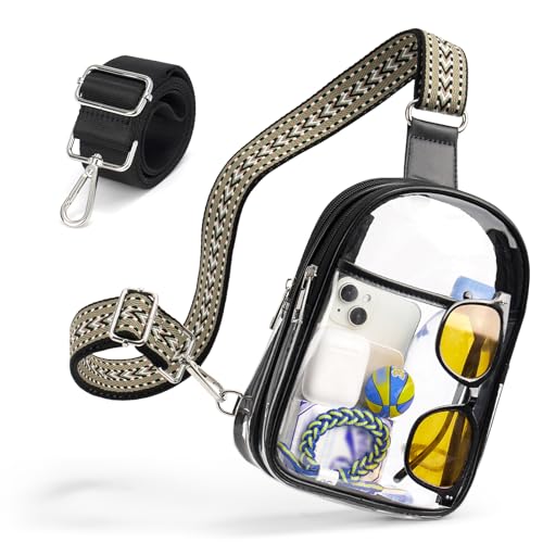 Clear Bags For Events With 2 Extra-Long Straps, 4 Pockets Clear Crossbody Bags For Women