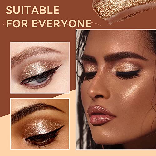 Maki Yika Liquid Glitter Eyeshadow, Metallic Eye Shadow High Pigment, Glitter Eyeshadow Quick Dry, Shimmer Eye Makeup For Party Office Daily Use (24K Gold #4) #TOP4