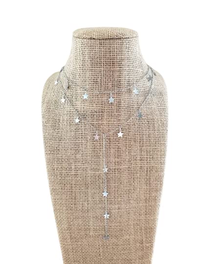 Silver Layering Wrap Necklace Dangle Star Chain Choker Lariat Dainty Celestial