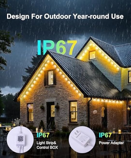 150Ft Permanent Outdoor Lights,Smart RGB Outdoor Lights with Remote APP Control, IP67 Waterproof Outside Light for House for Christmas, Halloween, Holiday, Party, Daily