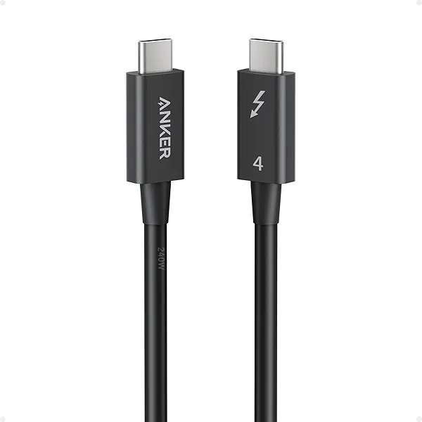 Anker Thunderbolt 4 Certified USB C to USB C Cable, 8K/4K Display/40Gbps Compatible with USB4, Thunderbolt 4/3, for MacBook, iPhone 16(240W, 2.3FT) 2.3FT 240W