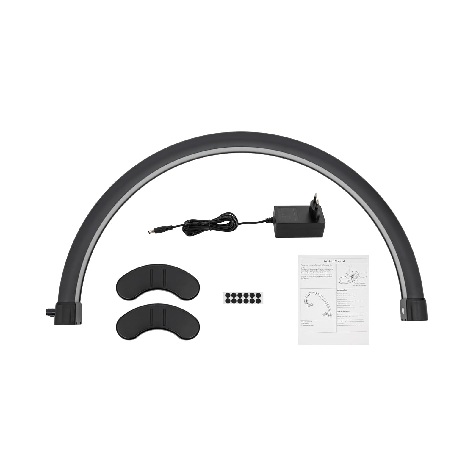 LED Schreibtisch- und Kosmetiklampe, Halbmond Studio Licht, 45 W, 3600 lm, 2700-5600 K, dimmbar für Maniküre, Salon & Arbeitsplatz (Schwarz)