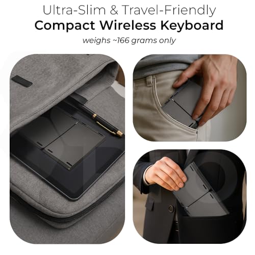 Image of N Pro Foldable Bluetooth Keyboard (2.2) with New Touchpad, Portable Wireless with USB-C Rechargeable, Pocket Size Slim Folding Keyboard for iPads Tablets Laptop Dark Grey