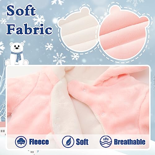 Image of Fairy Baby Newborn Baby Snowsuit Bear Suit Romper Winter Warm Coat Infant Fleece Footie Jumpsuit for Girls Boys 0-18M