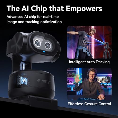 Image of EMEET PIXY Dual-Camera AI-Powered PTZ Camera 2K, AI Tracking, PDAF&AI Autofocus 0.2s, 1 /2.55'' Sony Sensor, 3 Mics, Presets, Gesture Control, 2K Webcam for Streaming and OBS /Twitch /Switch 2 Compatible