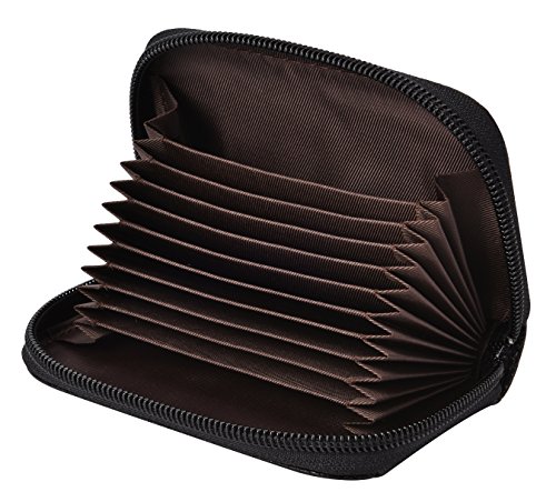 Cartera de bloqueo RFID - Hoder de cuero genuino para mujeres y hombres Mini tarjeta de crédito Cover