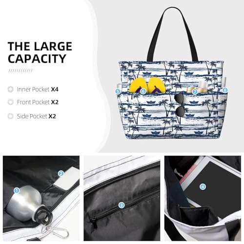 Palm Tree Print Beach Pool Bags Tote For Women Ladies Large Gym Tote Carry On Bag For Weekender Travel Waterproof3