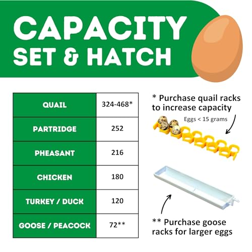CT180SH Egg Incubator for Hatching 180 Eggs – Automatic Egg Turning & Humidity Control Cabinet | Large Chicken Incubator & Quail Incubator by Hatching Time