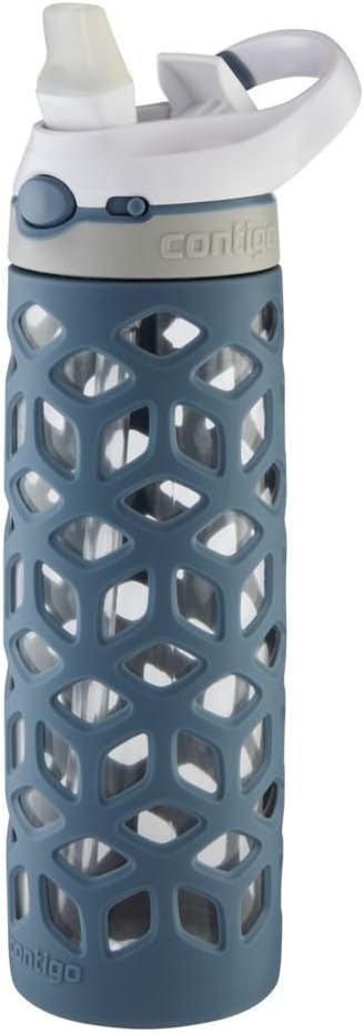 Contigo Autospout Straw Ashland Glass Water Bottle, 20 Oz, Stormy Weather