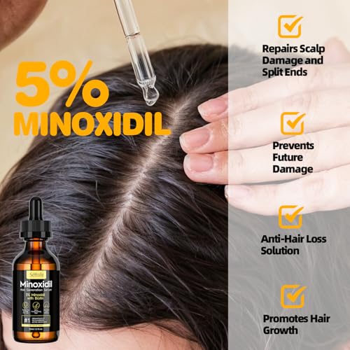 5% Minoxidil Hair Growth Serum Oil For Men and Women, Biotin Hair Serum, Safest Hair Regrowth Treatment, Prevent Scalp Hair Loss 60ml / 2.11 fl.oz - Image 4