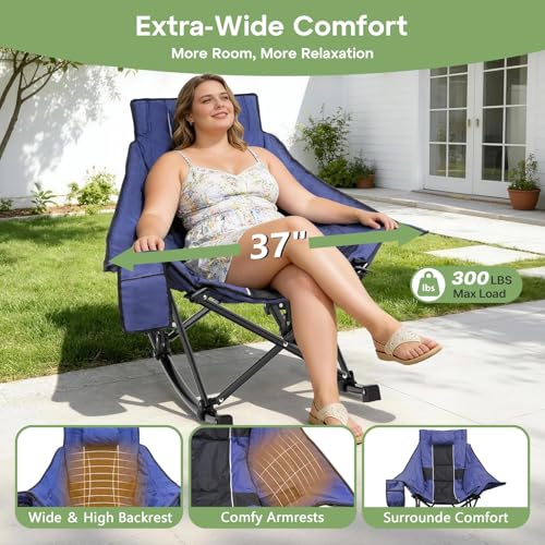Suteck Silla Mecedora Oversized para Camping, Acolchonada y Resistente para Adultos miniatura 4
