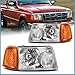 AUTOSAVER88 Headlight Assembly Compatible with 2001-2011 Ford Ranger Chrome Housing Large Amber Corner Lights Headlamp