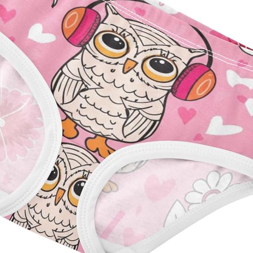 Cotton Toddler Underwear Custom Cute Cartoon Owl Pink Girl Panties Cute Print Briefs Kids Undies 2t4