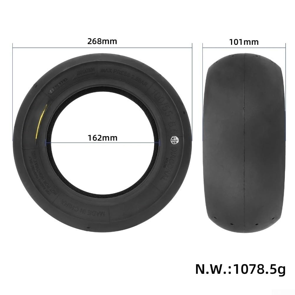 Pneumatico senza camera d'aria ad alte prestazioni 100/55-6,5 per Dualtron Ultra e Kaabo per Wolf, ruota per scooter elettrico con robusta resistenza all'usura, nero (B nero)