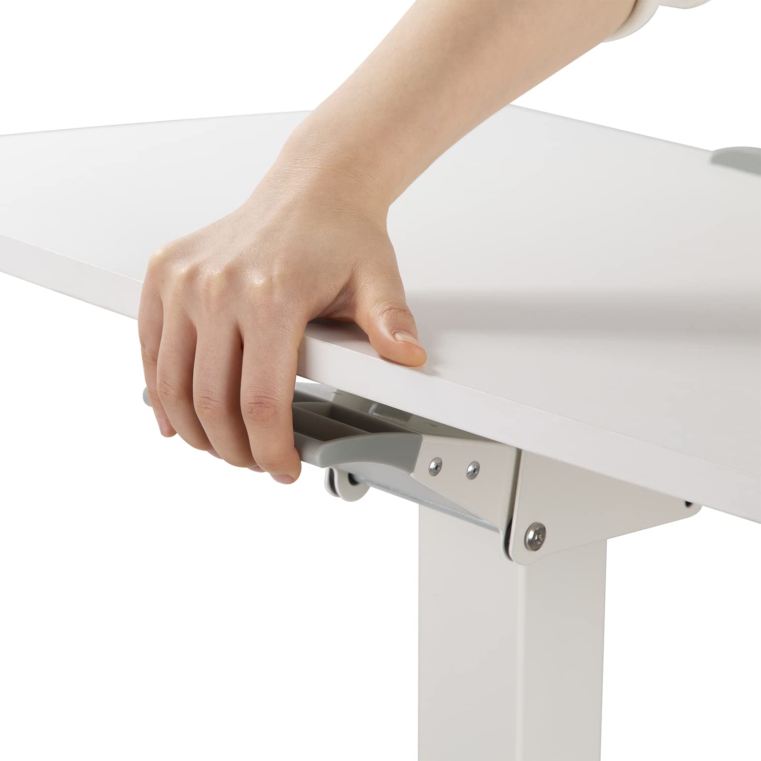 Maclean Mobiler Beistelltisch für Laptop & Notebook, Höhenverstellbarer Laptoptisch mit Rollen, Sitz-Steh-Schreibtisch mit Gasfeder (76-113 cm), 30° Neigbar, Kompakt, Weiß