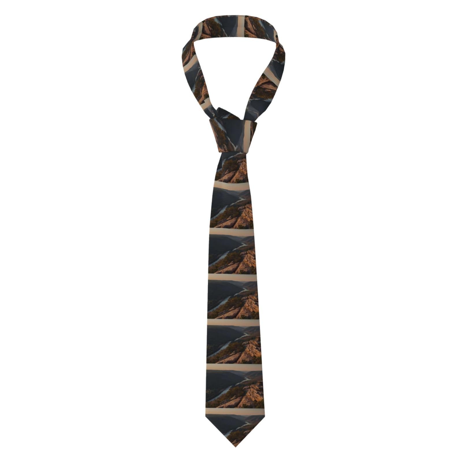 Whjssf Men's Black Shining Overlook Pattern New Tie With Silk Print, Durable For Both Daily And Business Use