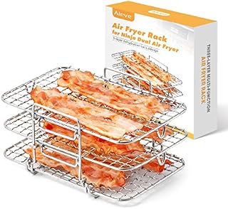 AIEVE Air Fryer Rack for Ninja Dual Air Fryer, 304 Stainless Steel Multi-Layer Dehydrator Rack Multi-Purpose Air Fryer Accessories Compatible with Ninja Dual Zone Air Fryer AF300UK/ AF400UK