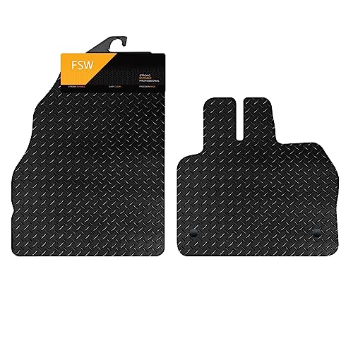 FSW - Kangoo 2009-2021 - Tailored Van Mats - 5mm Extra Heavy Duty Rubber - Fitted With Clips - Anti Slip Van Floor Mat, Waterproof With Anti Slip Backing - 2Pc Rubber Floor Mat