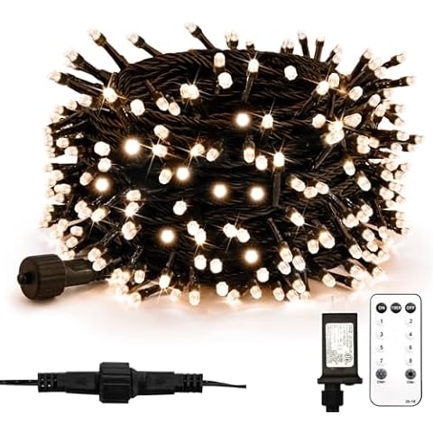suddus Christmas Tree Lights Indoor, 66ft 200led Connectable Christmas String Lights Outdoor with 8 Modes, Twinkle Lights for Christmas Tree, Backyard, Patio, Porch, House Decoration, Warm White Cover