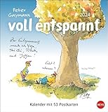 Gaymann: voll entspannt Premium-Postkartenkalender 2024: Yoga- & Wellness-Hühner - Peter Gaymann 