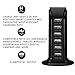 6-Port USB Wall Charger Desktop Charging Station Quick Charge,Compatible with lphone15, 14,13, 12, 11, XS, XR, X, SE, 8, 7, Ipads, Samsung Galaxy, Tablets and Other Electronics(Black)