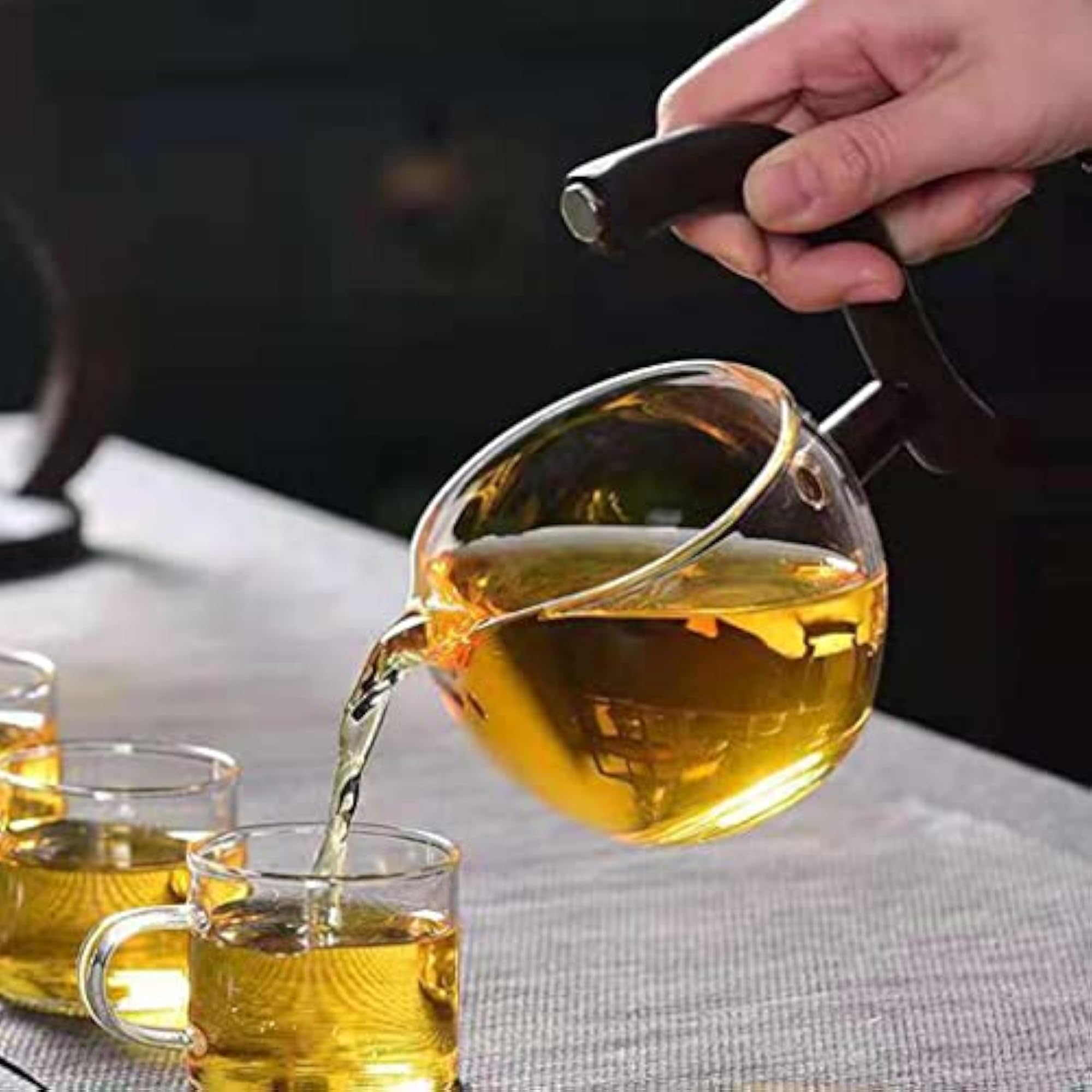Clear Lazy Kungfu Glass Tea Set with Cups