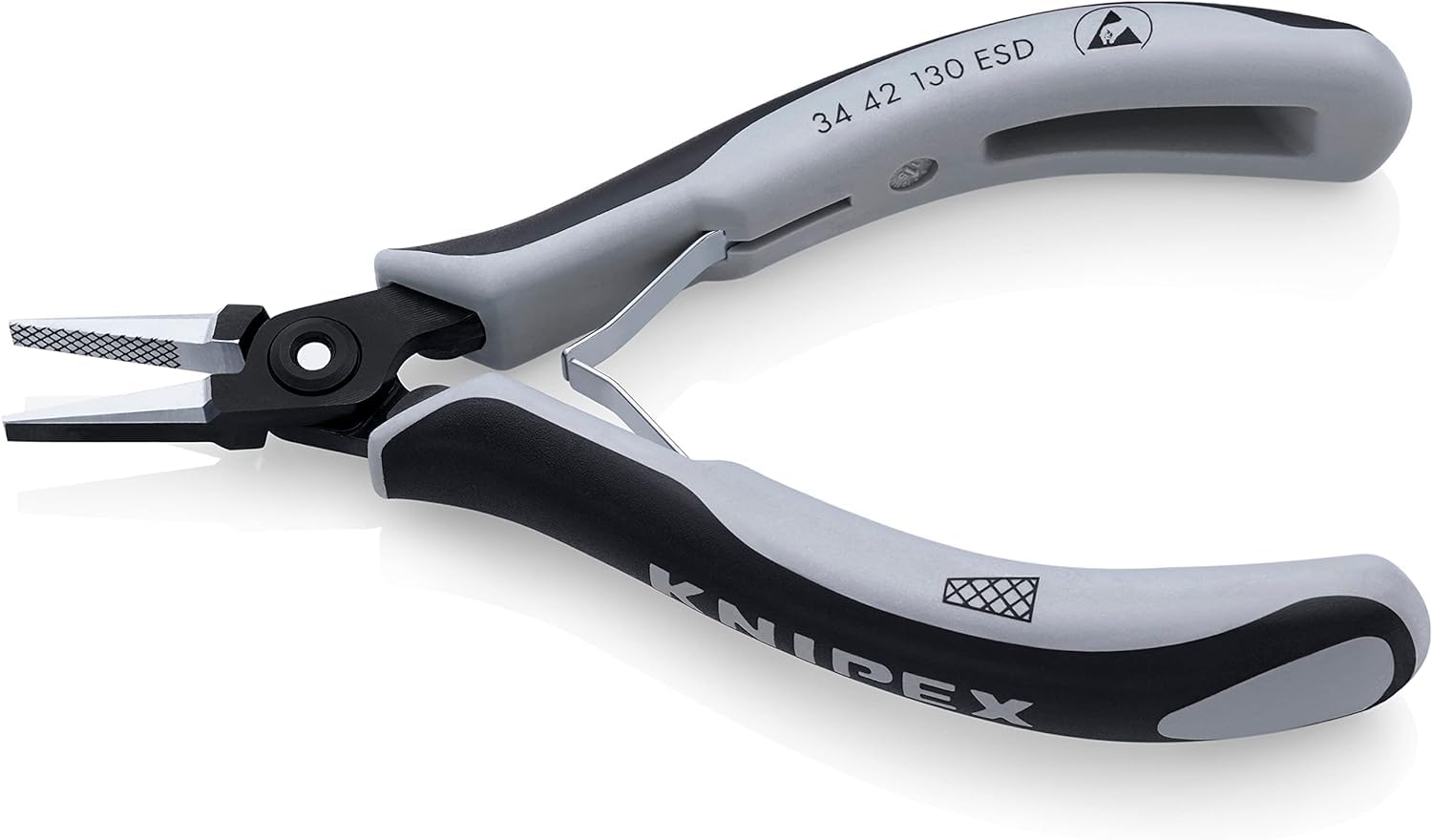 KNIPEX Präzisions-Elektronik-Greifzange ESDmit Mehrkomponenten-Hüllen 130 mm, 34 42 130 ESD