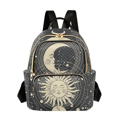 Image of Boho Tarot Moon Quilted Backpack Purse for Women Fashion Small Backpack S | Shoulder Bag Travel Casual Daypack