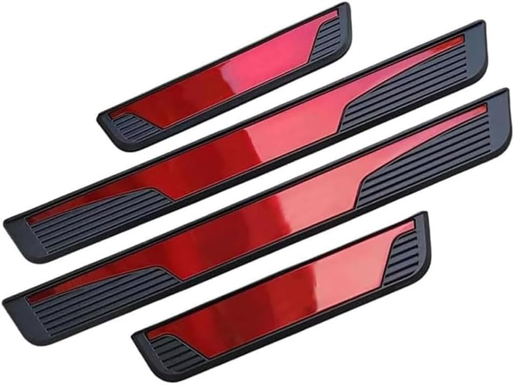 OIJNMHYB Car Door Sill Protector for Toyota Aygo X 2021-2025, Scuff Guard Plate Kick Plates Stainless Steel Welcome Pedal Guard Threshold Cover Accessories,B/Red