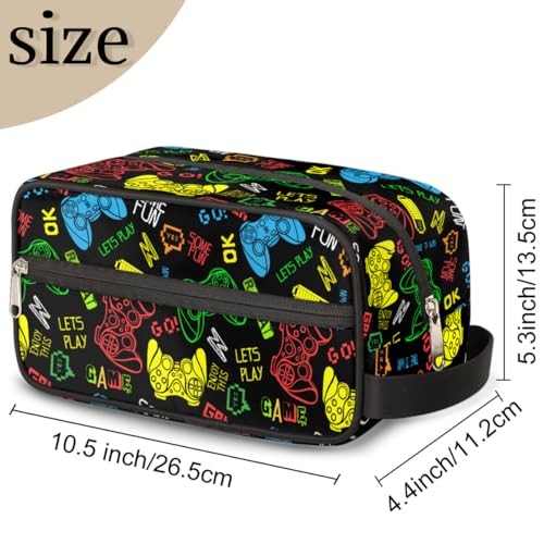 Bardic Travel Toiletry Bag for Boys, Video Games Waterproof Hanging Dopp Kit for Men, Shaving Bag with Large Capacity for Travel,Sports Shower2