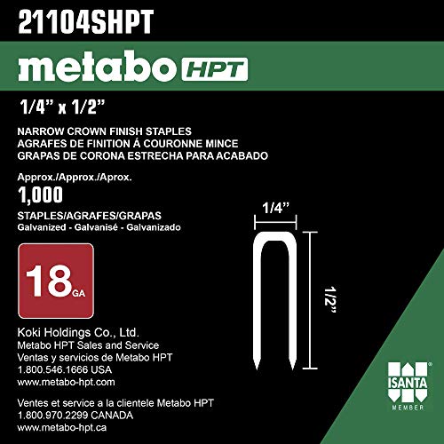 Image of Metabo HPT 1 /2 Inch 18 Gauge Electro Galvanized Finish Staples | 1,000 Count | 21104SHPT