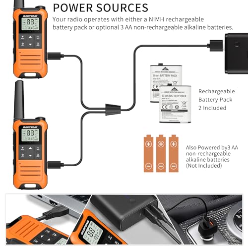 Image of Walkie Talkies Long Range for Adults, Rechargeable Walkie Talkie Baofeng F22 FRS Radio Walky Talky Family Walkie-Talkie with 1400 mAh Battery USB Charger LED Flashlight VOX for Hiking Camping (2 Pack)