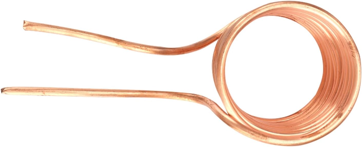 Close-up of the spiral copper induction coil.